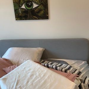 GRAY IKEA FULL BEDFRAME - normal wear(without box)